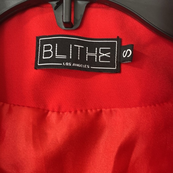 Blithe Women’s Red Blazer Dress Size Small – Double Breasted, Lace Bell Sleeves - Picture 7 of 8